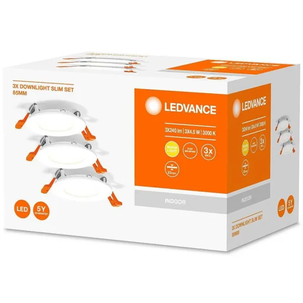 Luminaires Ledvance Luminaires Encastrés>Spot Encastrable Ledvance Downlight Slim Blanc, 3 Lumieres