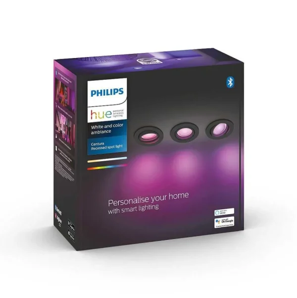 Luminaires Philips Spots Professionnels>Spot Encastrable Philips Hue Centura Led Blanc, 3 Lumieres