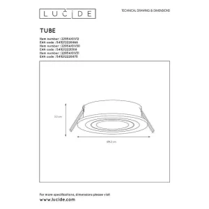 Luminaires Lucide Luminaires Encastrés>Spot Lucide Tube Blanc, 1 Lumiere