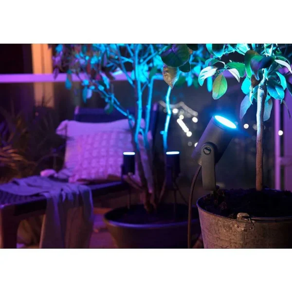 Luminaires Philips Spots Extérieurs>Spot, Set D'Extension Philips Hue Ambiance White & Color Waca Lily Led Noir, 1 Lumiere, Changeur De Couleurs