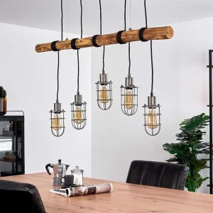 hofstein Suspensions>Suspension Adama Bois Fonce, Noir, 5 Lumieres