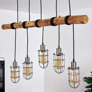 hofstein Suspensions>Suspension Adama Bois Fonce, Noir, 5 Lumieres