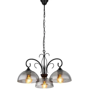 Luminaires Globo Lighting Luminaires Antiques>Suspension Globo Cottage Noir, 3 Lumieres