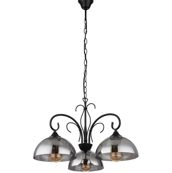 Luminaires Globo Lighting Luminaires Antiques>Suspension Globo Cottage Noir, 3 Lumieres