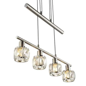 Luminaires Globo Lighting Luminaires Marocains>Suspension Globo Kris Nickel Mat, 4 Lumieres