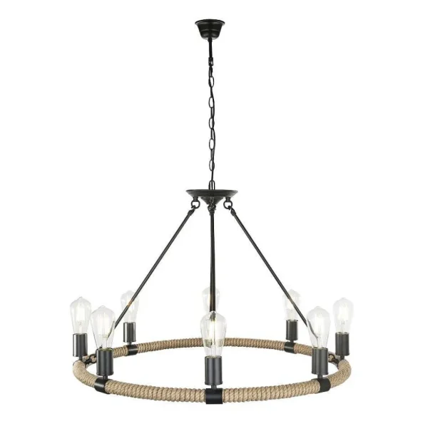 Luminaires Globo Lighting Lustres>Suspension Globo Ulleu Noir, 8 Lumieres