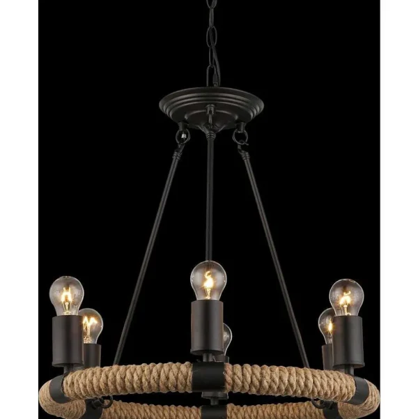 Luminaires Globo Lighting Lustres>Suspension Globo Ulleu Noir, 6 Lumieres