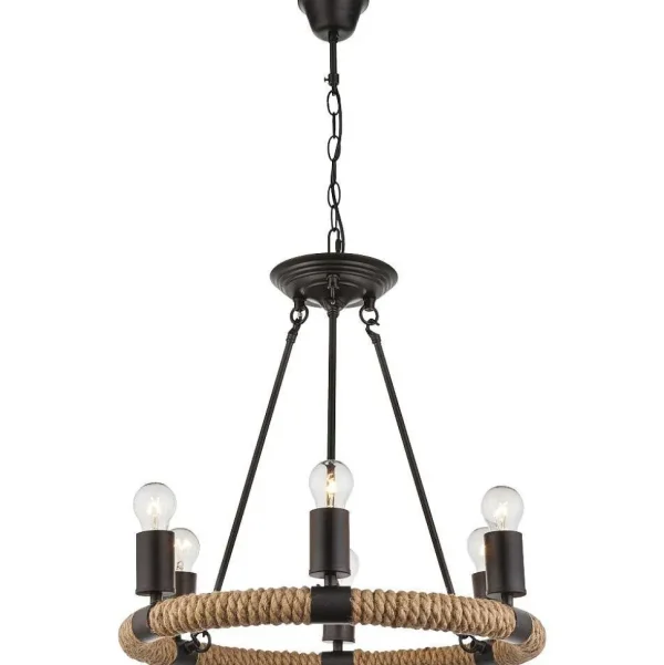 Luminaires Globo Lighting Lustres>Suspension Globo Ulleu Noir, 6 Lumieres