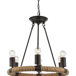 Luminaires Globo Lighting Lustres>Suspension Globo Ulleu Noir, 6 Lumieres