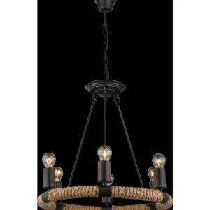 Luminaires Globo Lighting Lustres>Suspension Globo Ulleu Noir, 6 Lumieres