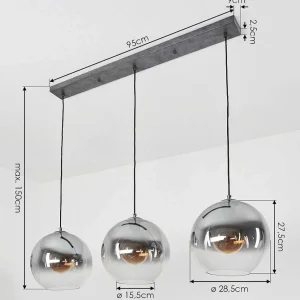 hofstein Suspensions>Suspension Leissigen Argent Oxyde, 3 Lumieres