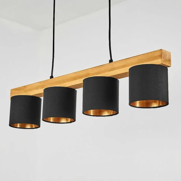 hofstein Suspensions>Suspension Malimea Ecru, Noir, 4 Lumieres