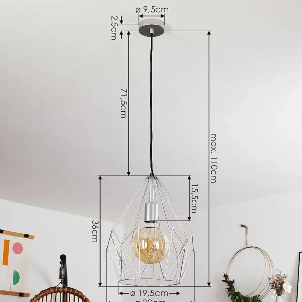 hofstein Luminaires Orientaux>Suspension Marang Argente, 1 Lumiere