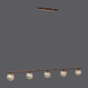 Luminaires Paul Neuhaus Luminaires Antiques>Suspension Paul Neuhaus Greta Rouille, 5 Lumieres