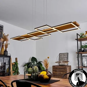 hofstein Suspensions>Suspension Pompu Led Bois Clair, Noir, 1 Lumiere