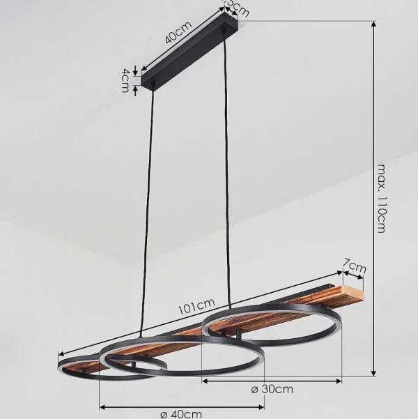 hofstein Suspensions>Suspension Pompu Led Brun, Noir, 3 Lumieres