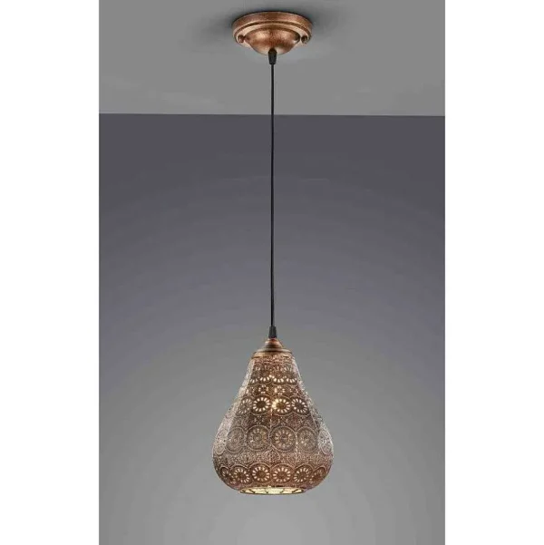 Luminaires Trio Luminaires Marocains>Suspension Trio Jasmin Cuivre, 1 Lumiere