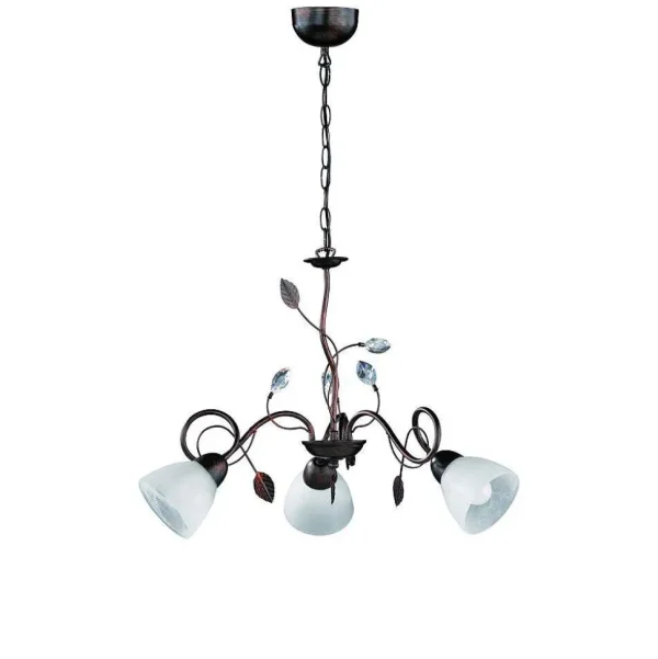 Luminaires Trio Lustres>Suspension Trio-Leuchten Traditio Brun Fonce, Rouille, 3 Lumieres