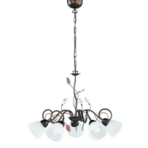 Luminaires Trio Lustres>Suspension Trio-Leuchten Traditio Brun Fonce, Rouille, 5 Lumieres