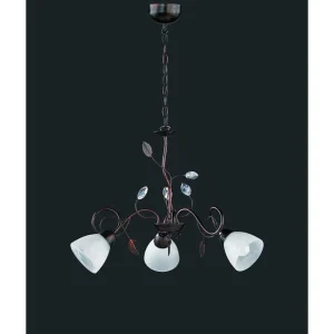 Luminaires Trio Lustres>Suspension Trio-Leuchten Traditio Brun Fonce, Rouille, 3 Lumieres