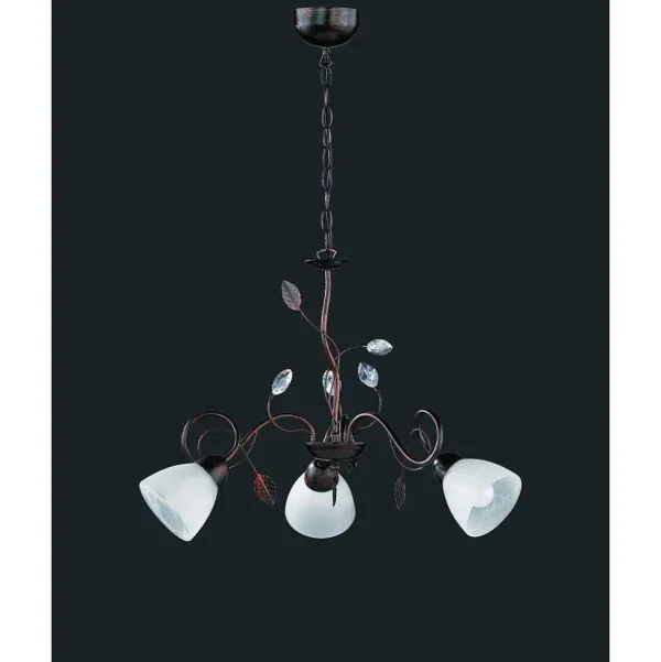 Luminaires Trio Lustres>Suspension Trio-Leuchten Traditio Brun Fonce, Rouille, 3 Lumieres