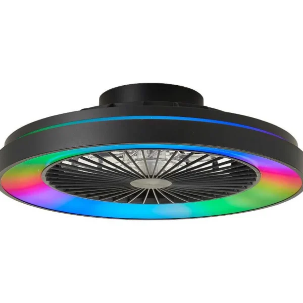 Luminaires Brilliant Plafonniers Et Lustres Ventilateurs>Ventilateur De Plafond Brilliant Mazzaro Led Noir, 1 Lumiere, Telecommandes, Changeur De Couleurs