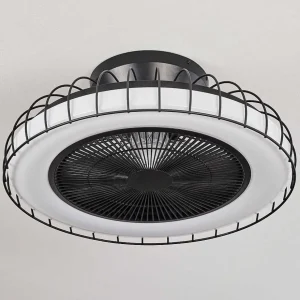 hofstein Luminaires Interieurs Connectes>Ventilateur De Plafond Burmeister Led Noir, 1 Lumiere, Telecommandes