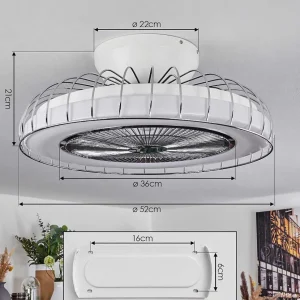 hofstein Luminaires Interieurs Connectes>Ventilateur De Plafond Burmeister Led Blanc, 1 Lumiere, Telecommandes