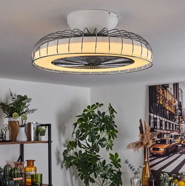 hofstein Luminaires Interieurs Connectes>Ventilateur De Plafond Burmeister Led Blanc, 1 Lumiere, Telecommandes