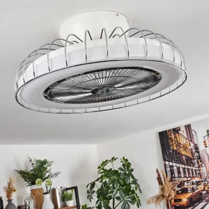 hofstein Luminaires Interieurs Connectes>Ventilateur De Plafond Burmeister Led Blanc, 1 Lumiere, Telecommandes