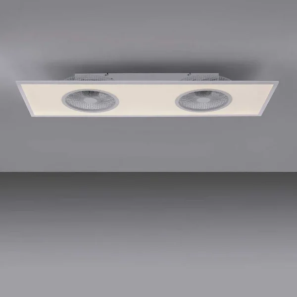 Luminaires Leuchten Direkt Plafonniers Et Lustres Ventilateurs>Ventilateur De Plafond Leuchten Direkt Flar-Air Led Blanc, 1 Lumiere, Telecommandes