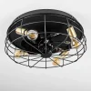 hofstein Plafonniers Et Lustres Ventilateurs>Ventilateur De Plafond Moscavide Laiton, Noir, 4 Lumieres, Telecommandes