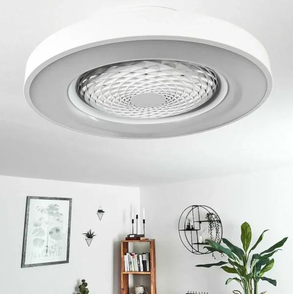 hofstein Luminaires Interieurs Connectes>Ventilateur De Plafond Penon Led Blanc, 1 Lumiere, Telecommandes