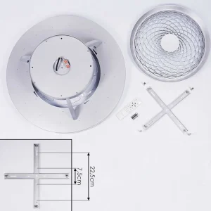 hofstein Luminaires Interieurs Connectes>Ventilateur De Plafond Penon Led Argente, 1 Lumiere, Telecommandes