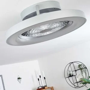 hofstein Luminaires Interieurs Connectes>Ventilateur De Plafond Penon Led Argente, 1 Lumiere, Telecommandes