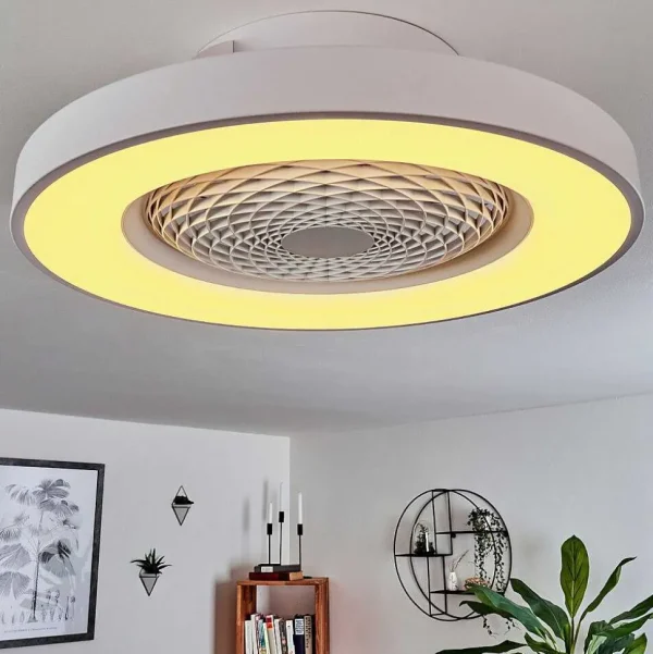 hofstein Luminaires Interieurs Connectes>Ventilateur De Plafond Penon Led Blanc, 1 Lumiere, Telecommandes