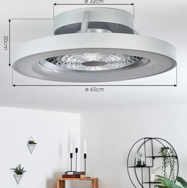 hofstein Luminaires Interieurs Connectes>Ventilateur De Plafond Penon Led Argente, 1 Lumiere, Telecommandes