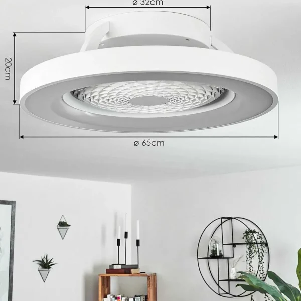 hofstein Luminaires Interieurs Connectes>Ventilateur De Plafond Penon Led Blanc, 1 Lumiere, Telecommandes