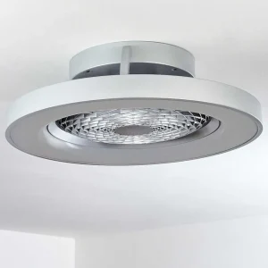 hofstein Luminaires Interieurs Connectes>Ventilateur De Plafond Penon Led Argente, 1 Lumiere, Telecommandes