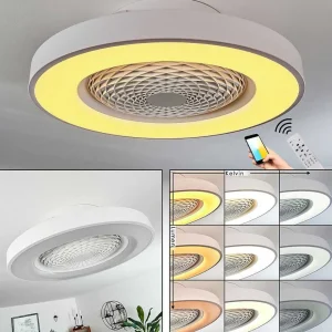 hofstein Luminaires Interieurs Connectes>Ventilateur De Plafond Penon Led Blanc, 1 Lumiere, Telecommandes