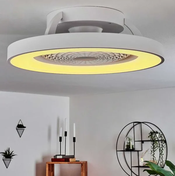 hofstein Luminaires Interieurs Connectes>Ventilateur De Plafond Penon Led Blanc, 1 Lumiere, Telecommandes