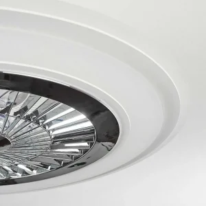 hofstein Plafonniers Et Lustres Ventilateurs>Ventilateur De Plafond Terradura Led Chrome, Blanc, 1 Lumiere, Telecommandes