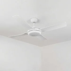 hofstein Plafonniers Et Lustres Ventilateurs>Ventilateur De Plafond Tjerne Led Blanc, 1 Lumiere, Telecommandes