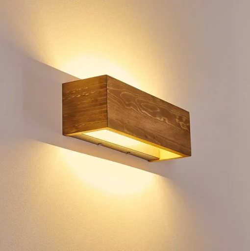 Applique Murale Adak Led Bois Fonce, 1 Lumiere