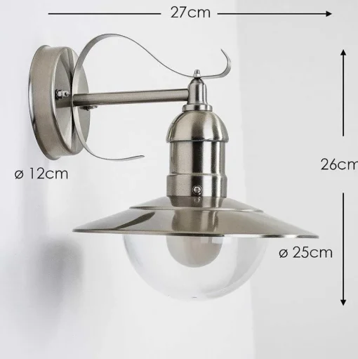 Applique Murale D\\'Exterieur Broni Acier Inoxydable, 1 Lumiere