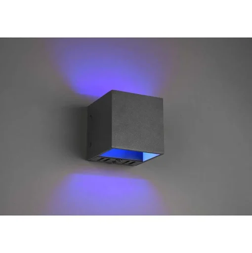Applique Murale Trio Figo Led Noir, 1 Lumiere, Telecommandes, Changeur De Couleurs