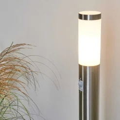 Borne Lumineuse Sessa Nickel Mat, 1 Lumiere, Detecteur De Mouvement
