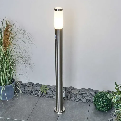 Borne Lumineuse Sessa Nickel Mat, 1 Lumiere, Detecteur De Mouvement