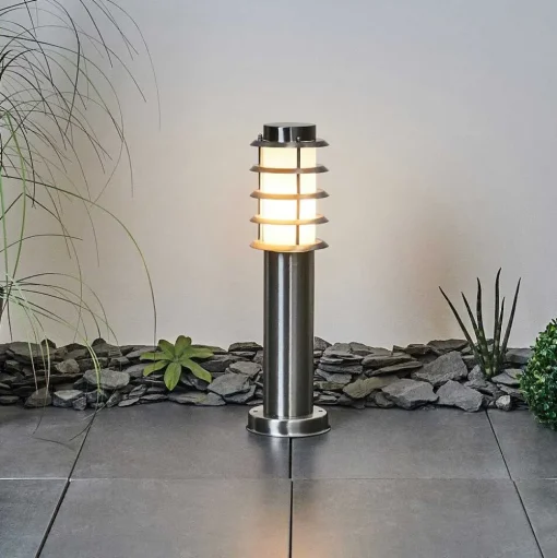 Borne Lumineuse Tunes Nickel Mat, 1 Lumiere