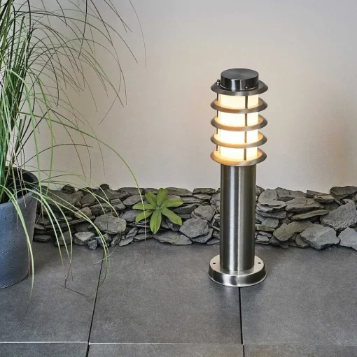 Borne Lumineuse Tunes Nickel Mat, 1 Lumiere